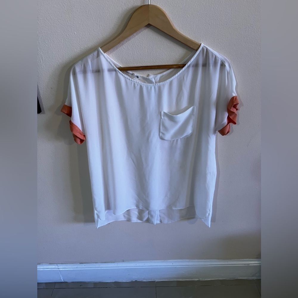 Maria Filo White Short Sleeve Top Size M full buttons‎ at the back - Picture 16 of 16